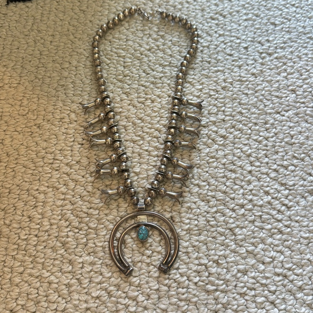 Authentic & Amazing Vintage Sterling Silver Squash Blossom Necklace